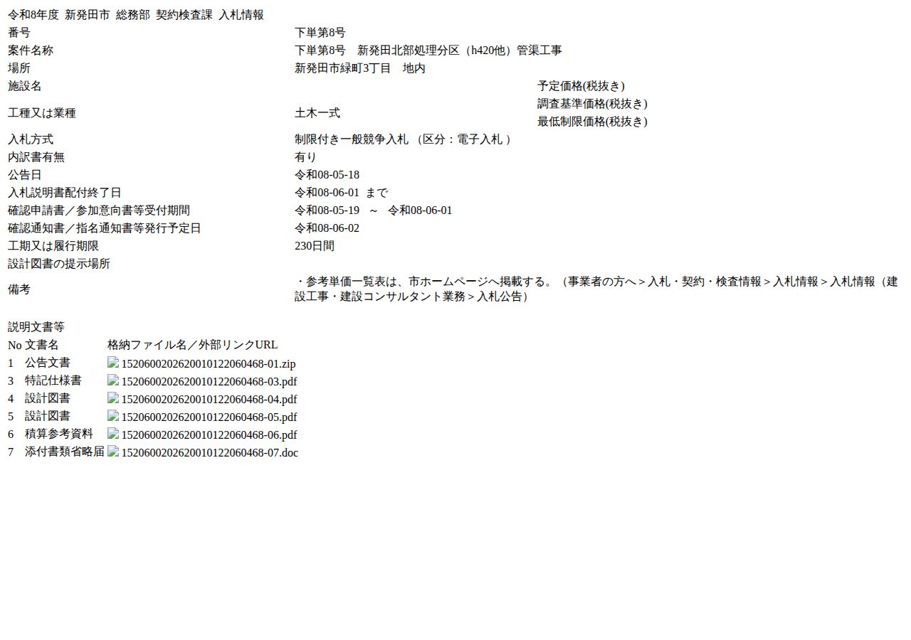 公告詳細ページの保存時点のスクリーンショット