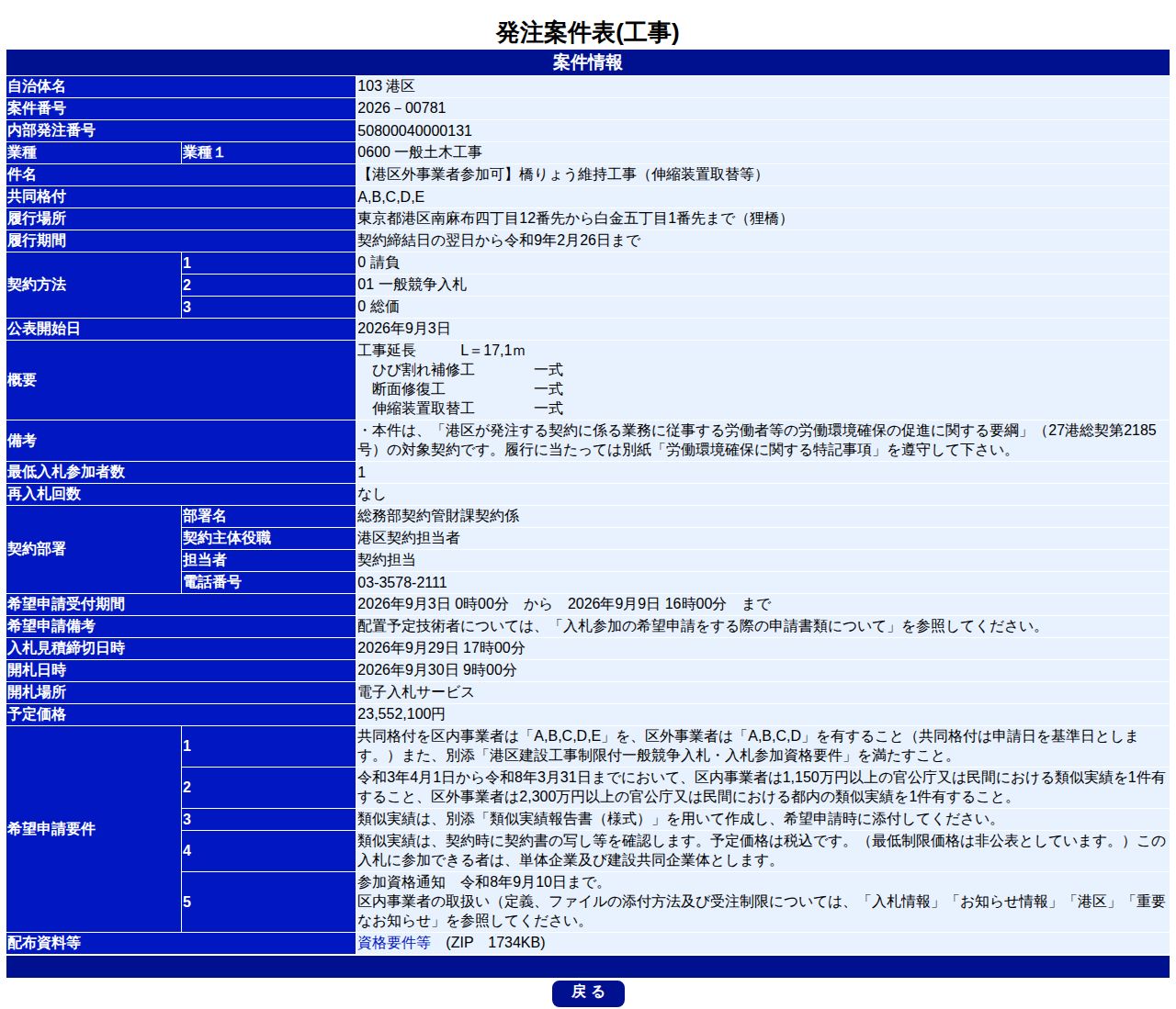 公告詳細ページの保存時点のスクリーンショット