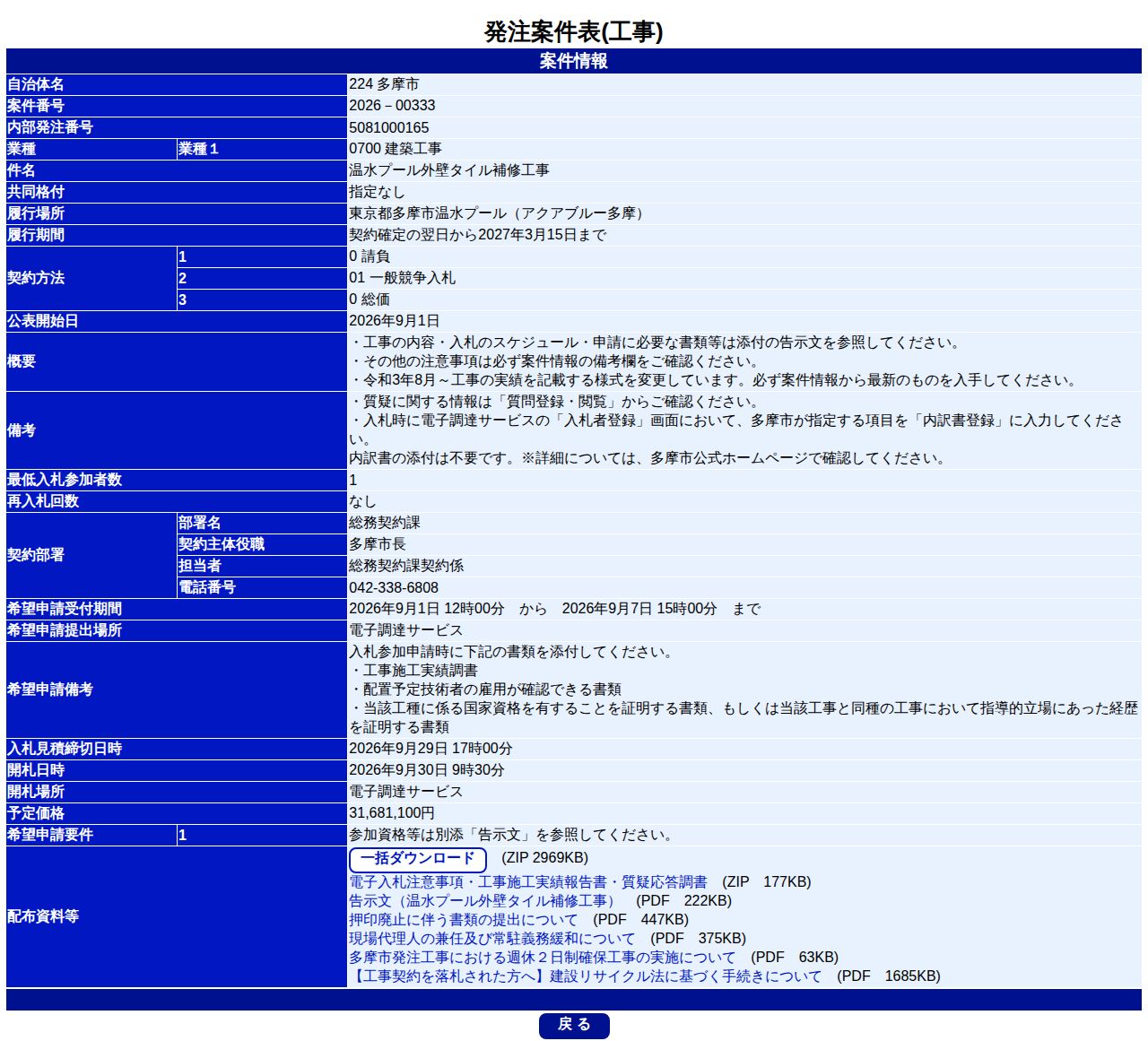 公告詳細ページの保存時点のスクリーンショット