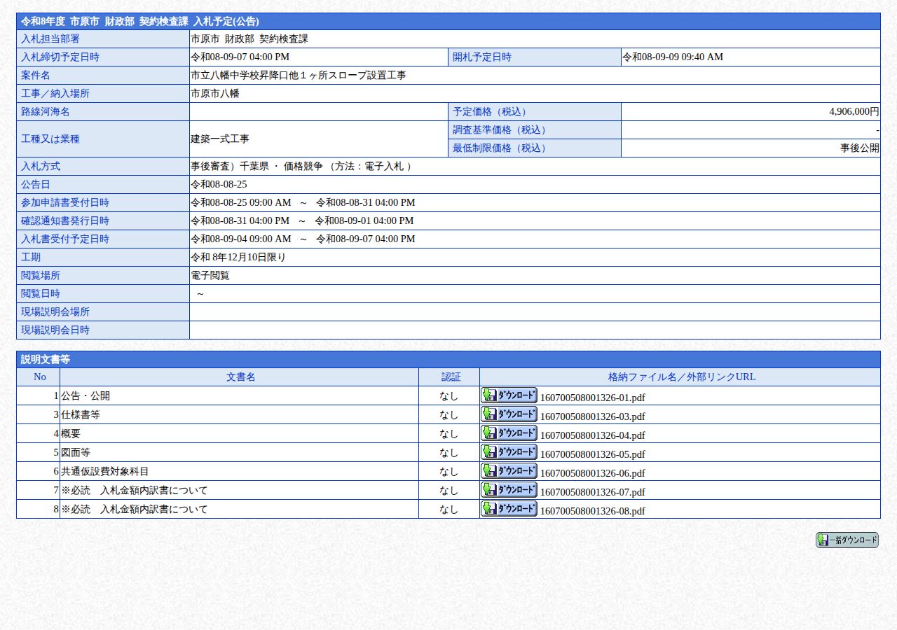 公告詳細ページの保存時点のスクリーンショット