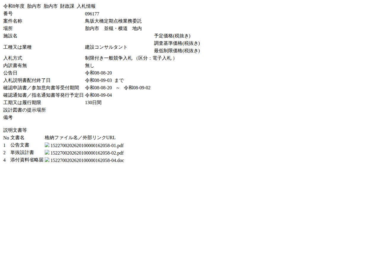 公告詳細ページの保存時点のスクリーンショット