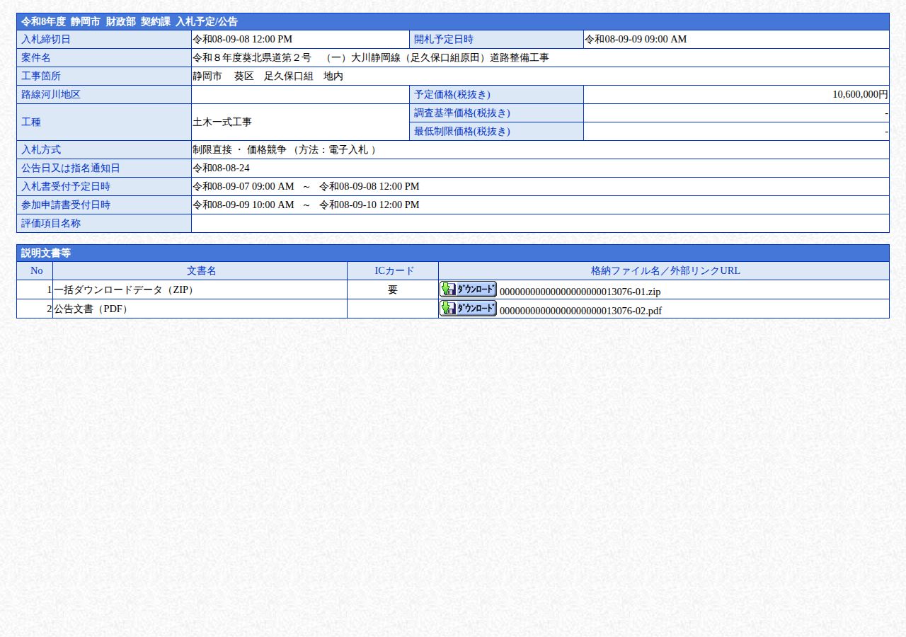 公告詳細ページの保存時点のスクリーンショット