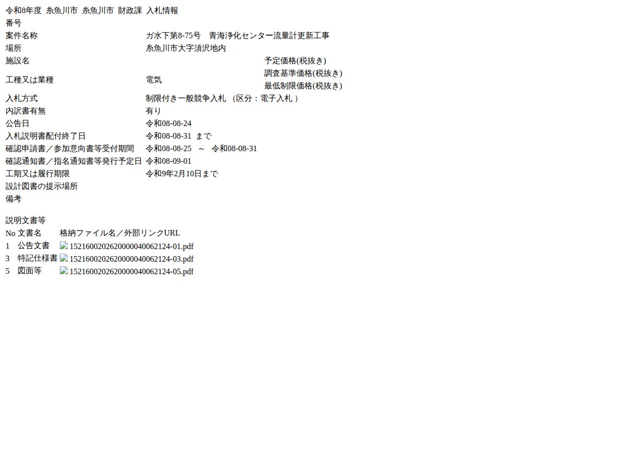 公告詳細ページの保存時点のスクリーンショット