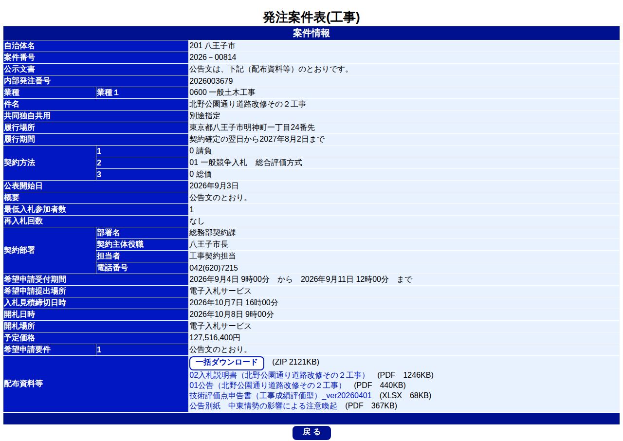 公告詳細ページの保存時点のスクリーンショット