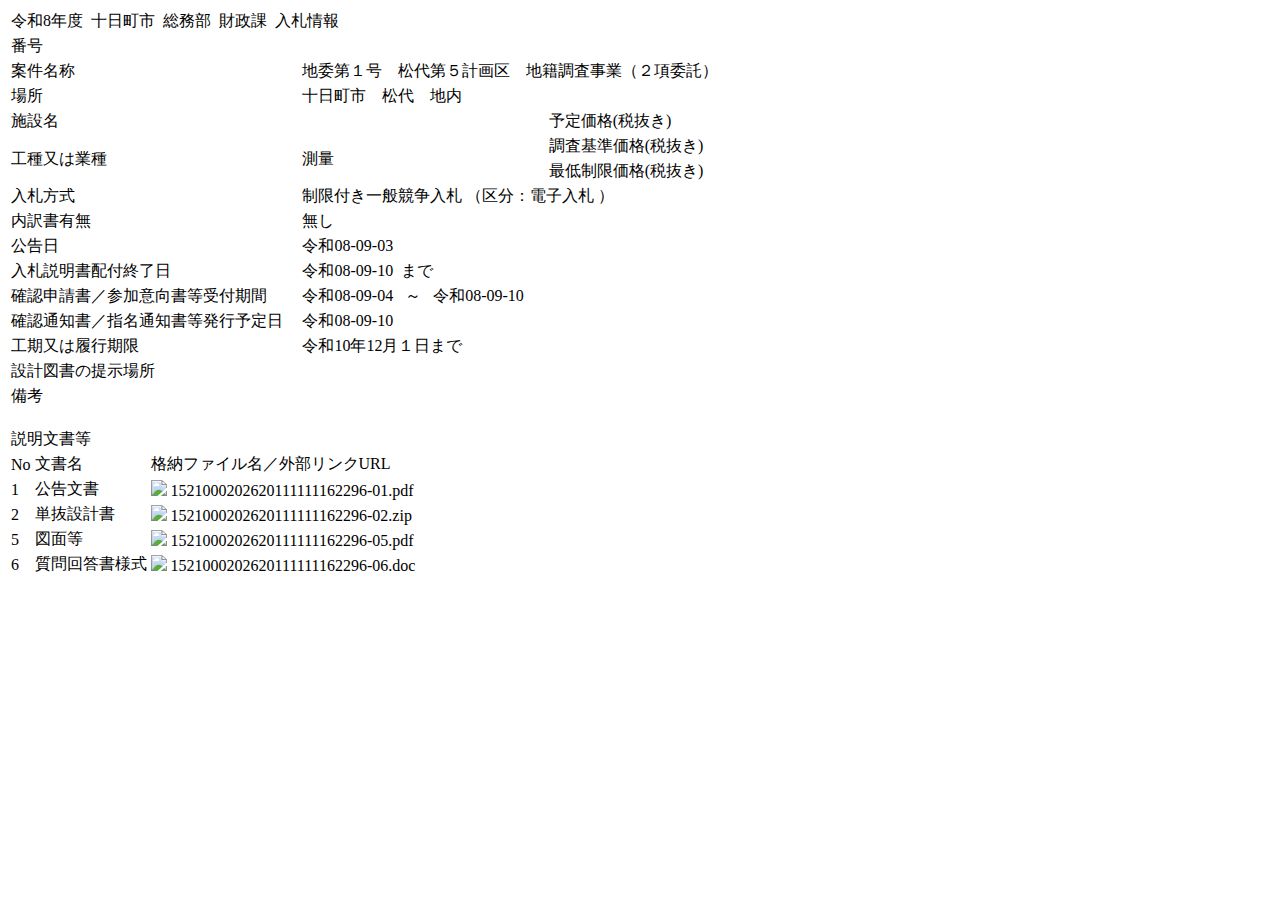 公告詳細ページの保存時点のスクリーンショット