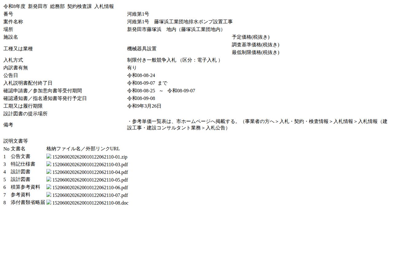 公告詳細ページの保存時点のスクリーンショット