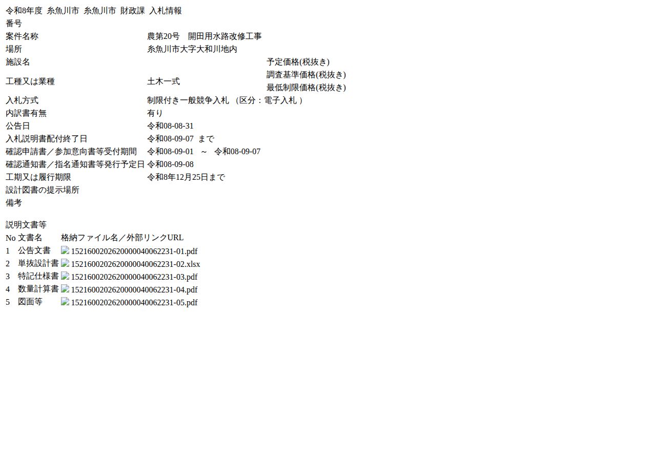 公告詳細ページの保存時点のスクリーンショット