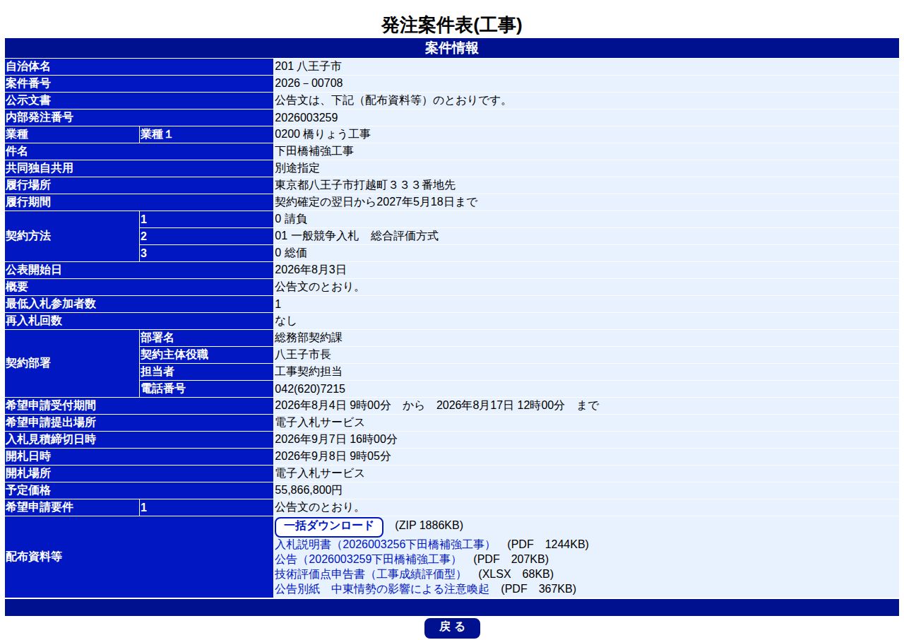 公告詳細ページの保存時点のスクリーンショット