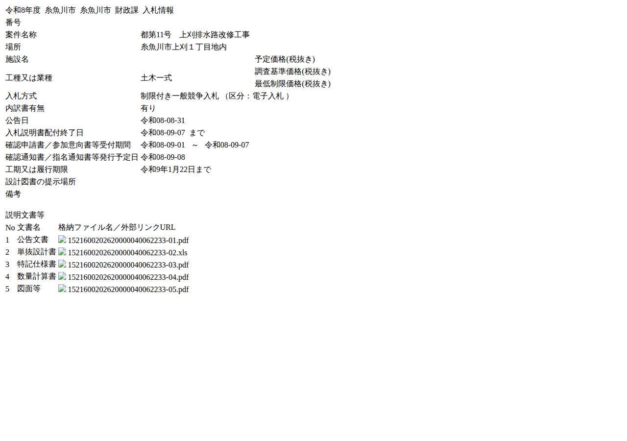 公告詳細ページの保存時点のスクリーンショット