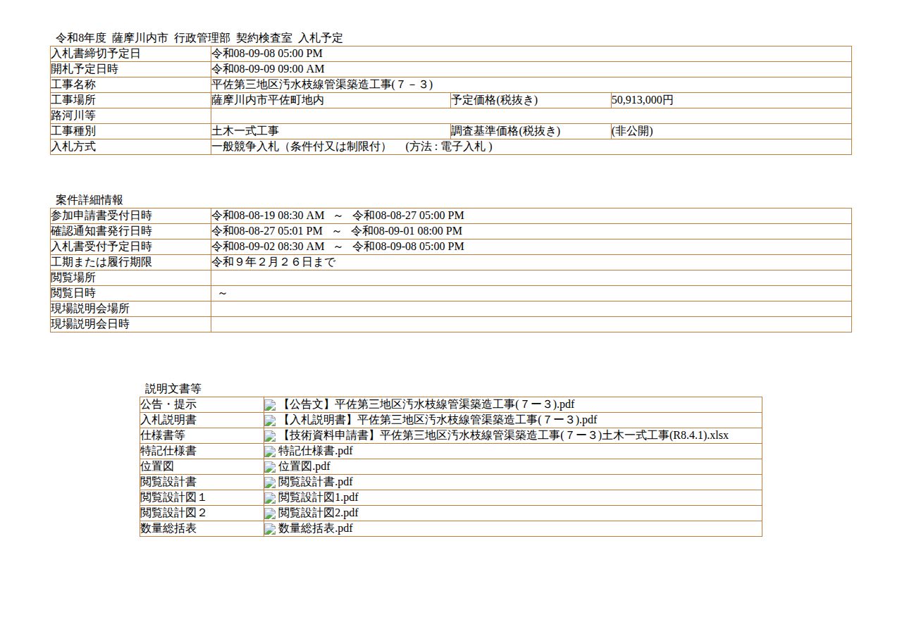 公告詳細ページの保存時点のスクリーンショット