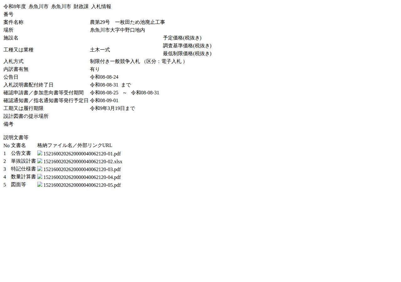 公告詳細ページの保存時点のスクリーンショット