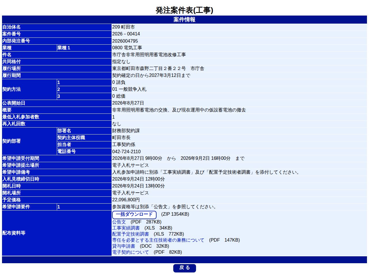 公告詳細ページの保存時点のスクリーンショット