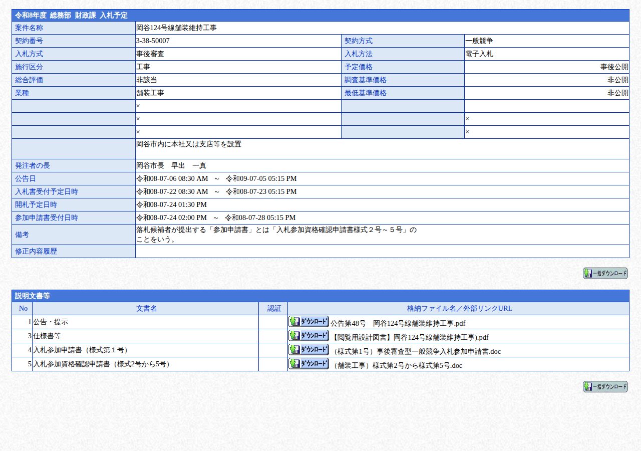 公告詳細ページの保存時点のスクリーンショット