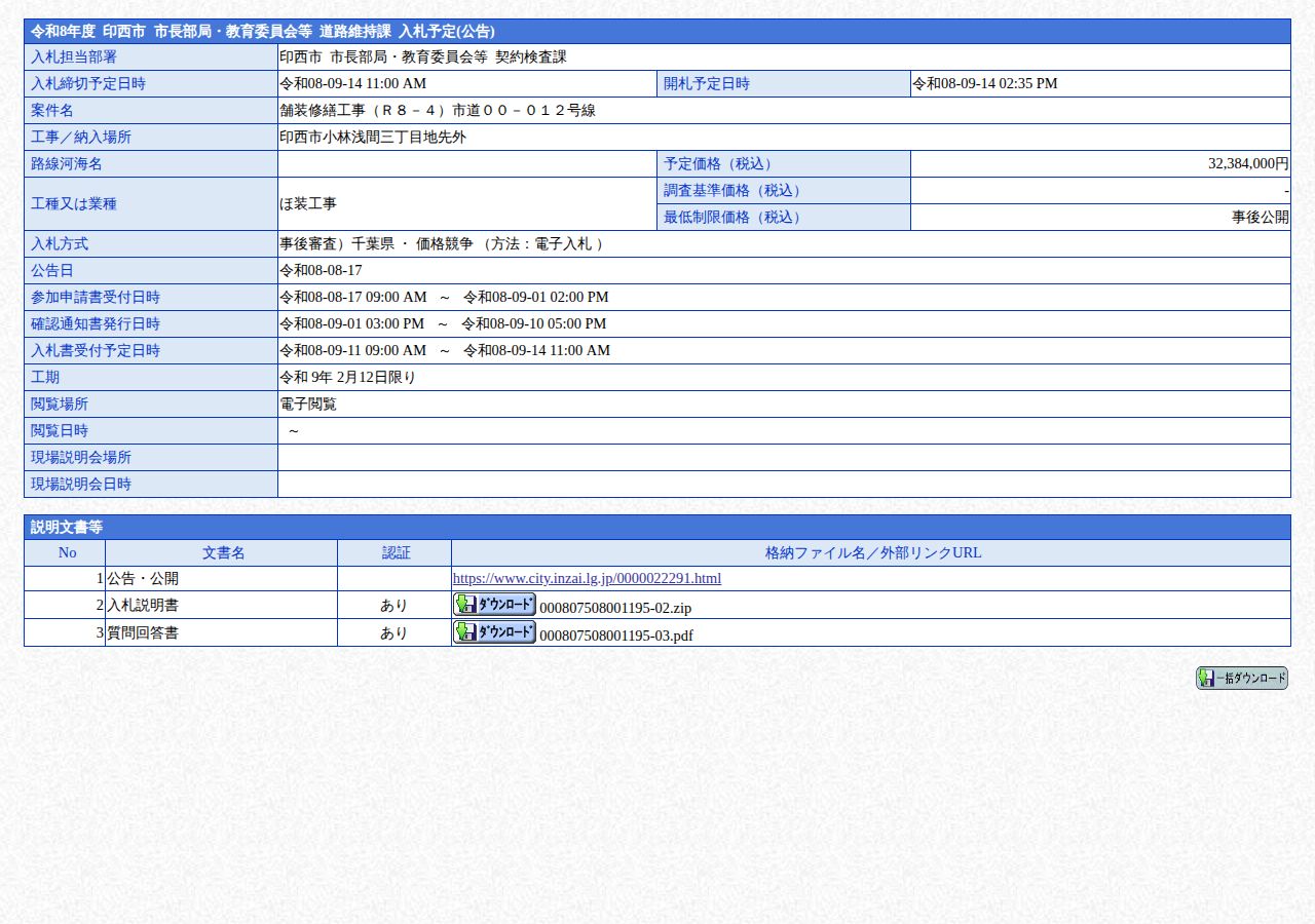 公告詳細ページの保存時点のスクリーンショット