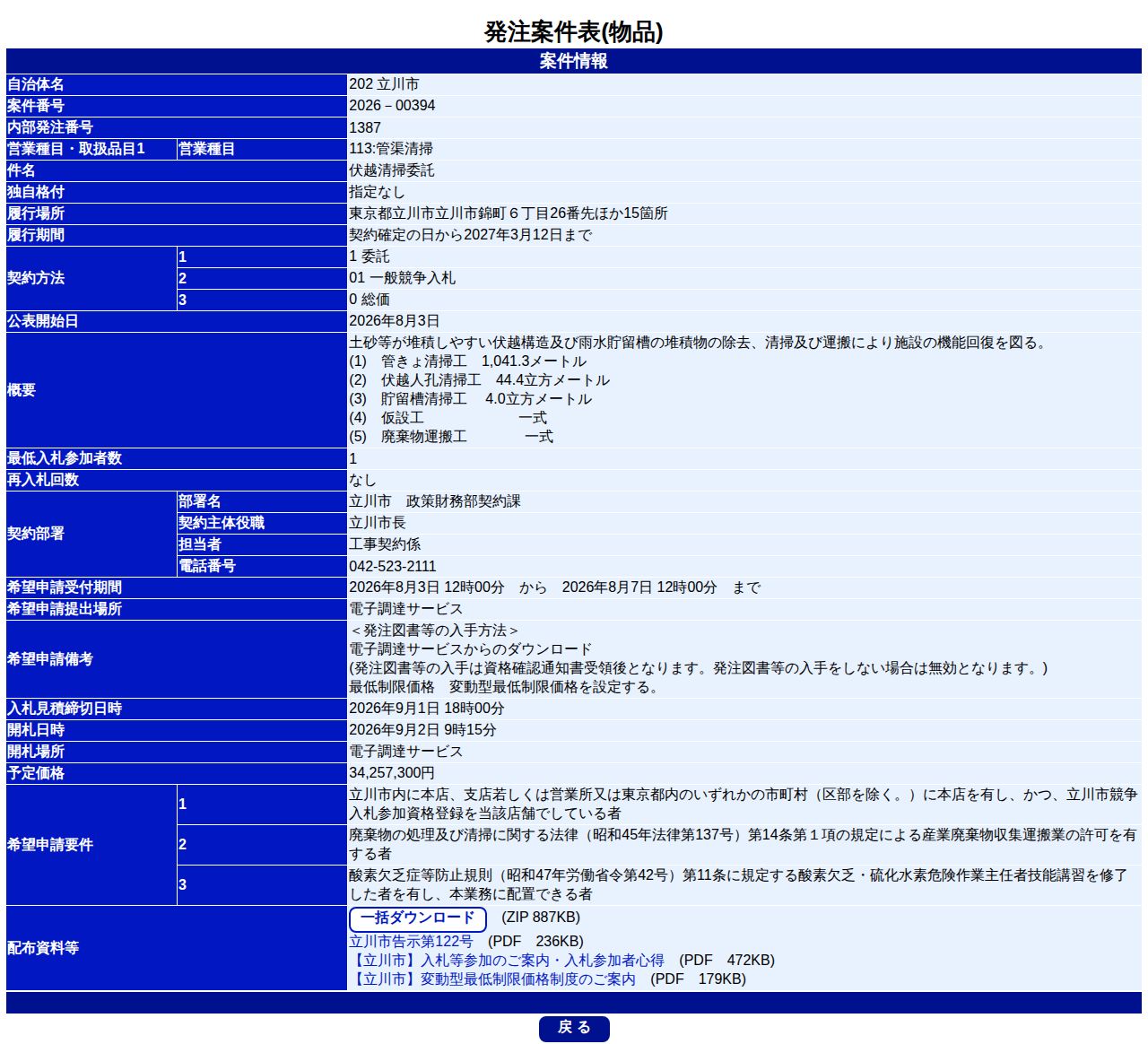公告詳細ページの保存時点のスクリーンショット
