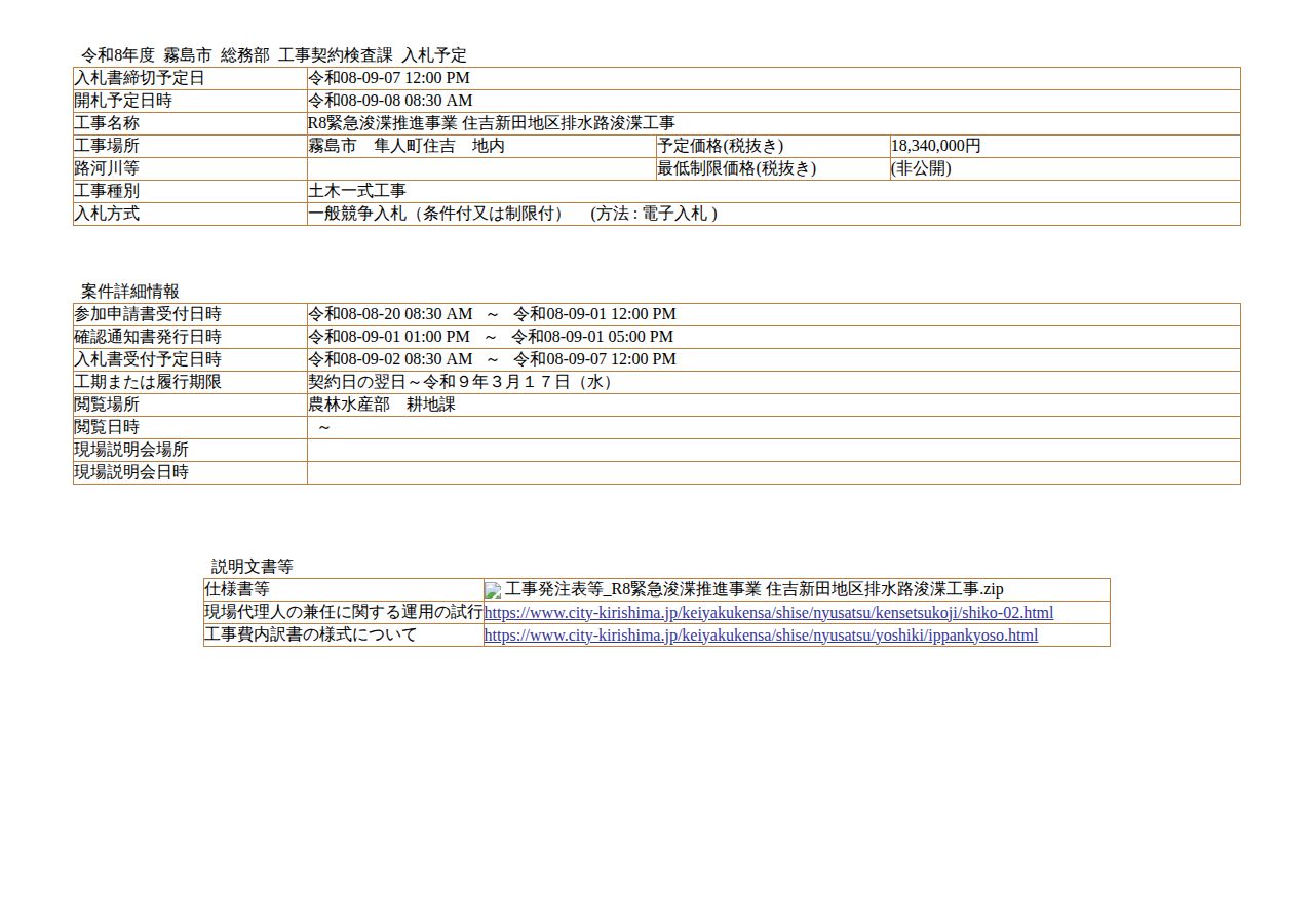 公告詳細ページの保存時点のスクリーンショット