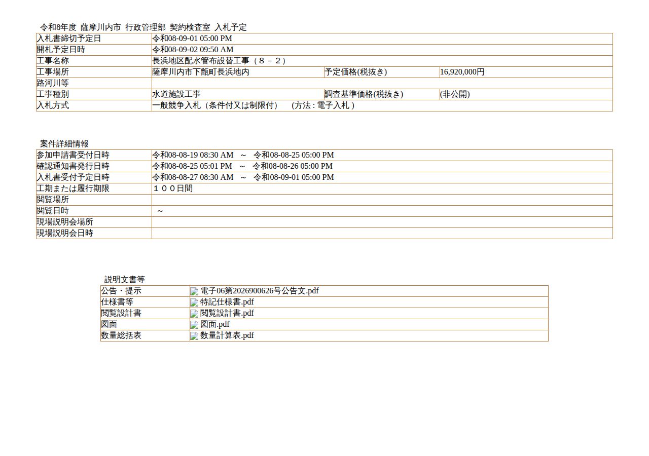 公告詳細ページの保存時点のスクリーンショット