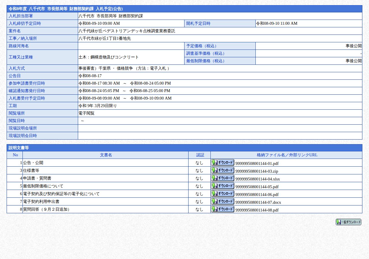 公告詳細ページの保存時点のスクリーンショット