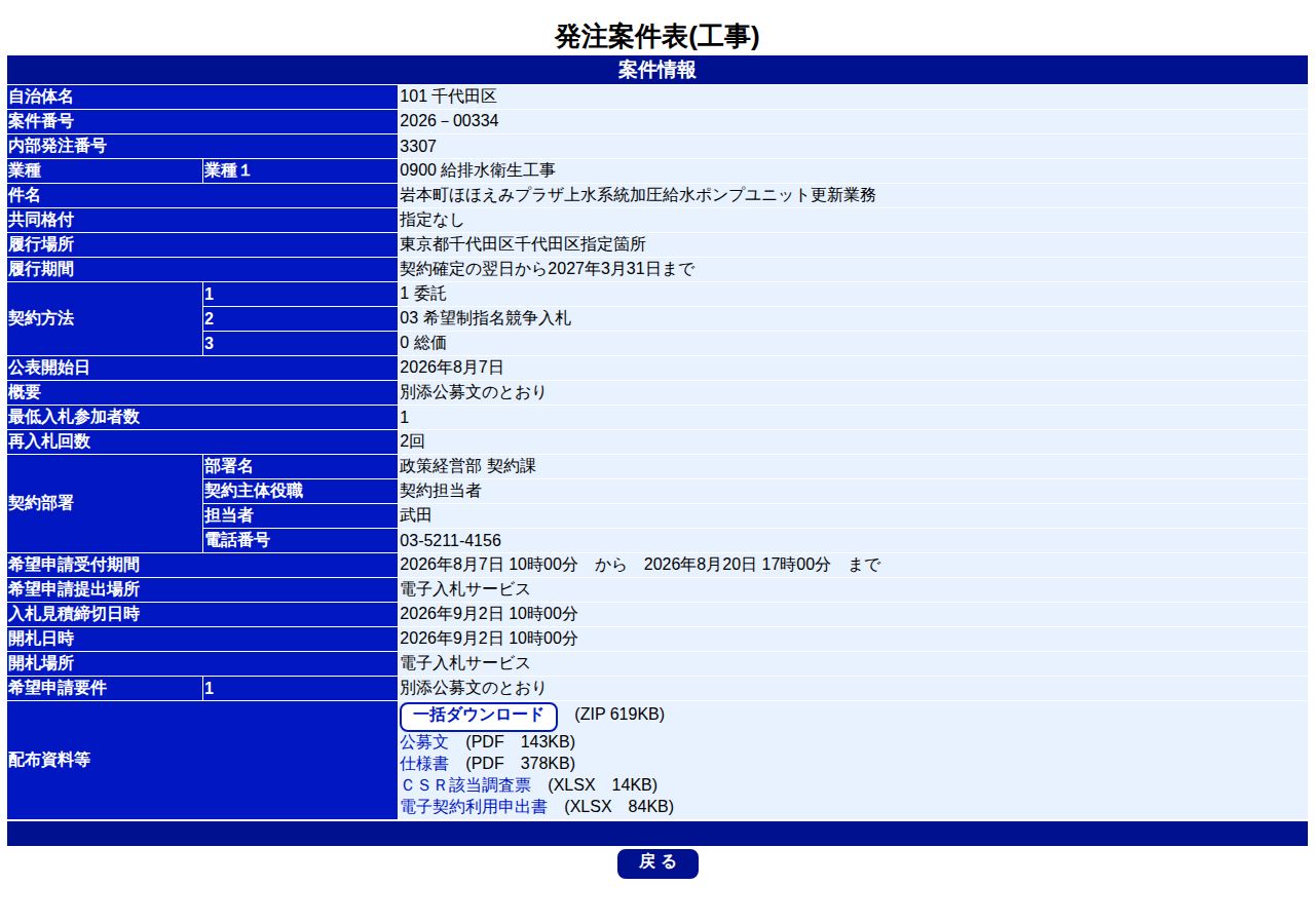 公告詳細ページの保存時点のスクリーンショット