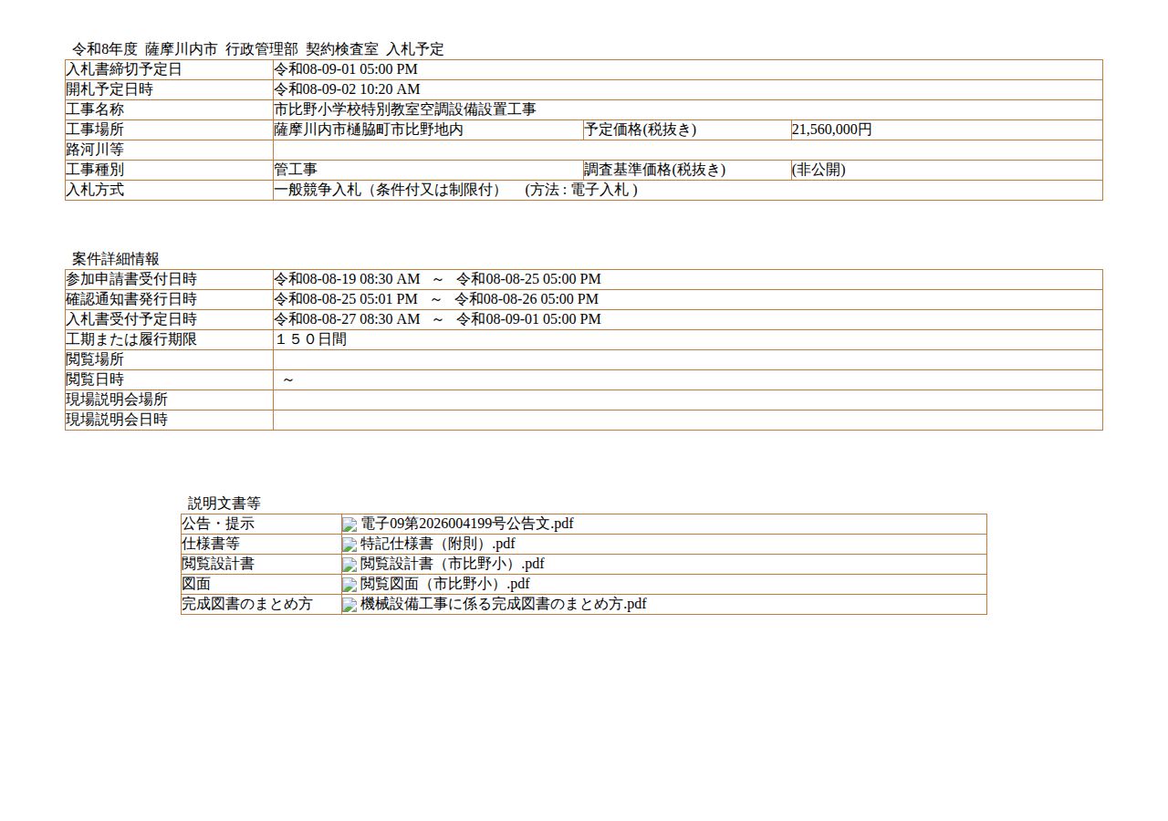 公告詳細ページの保存時点のスクリーンショット