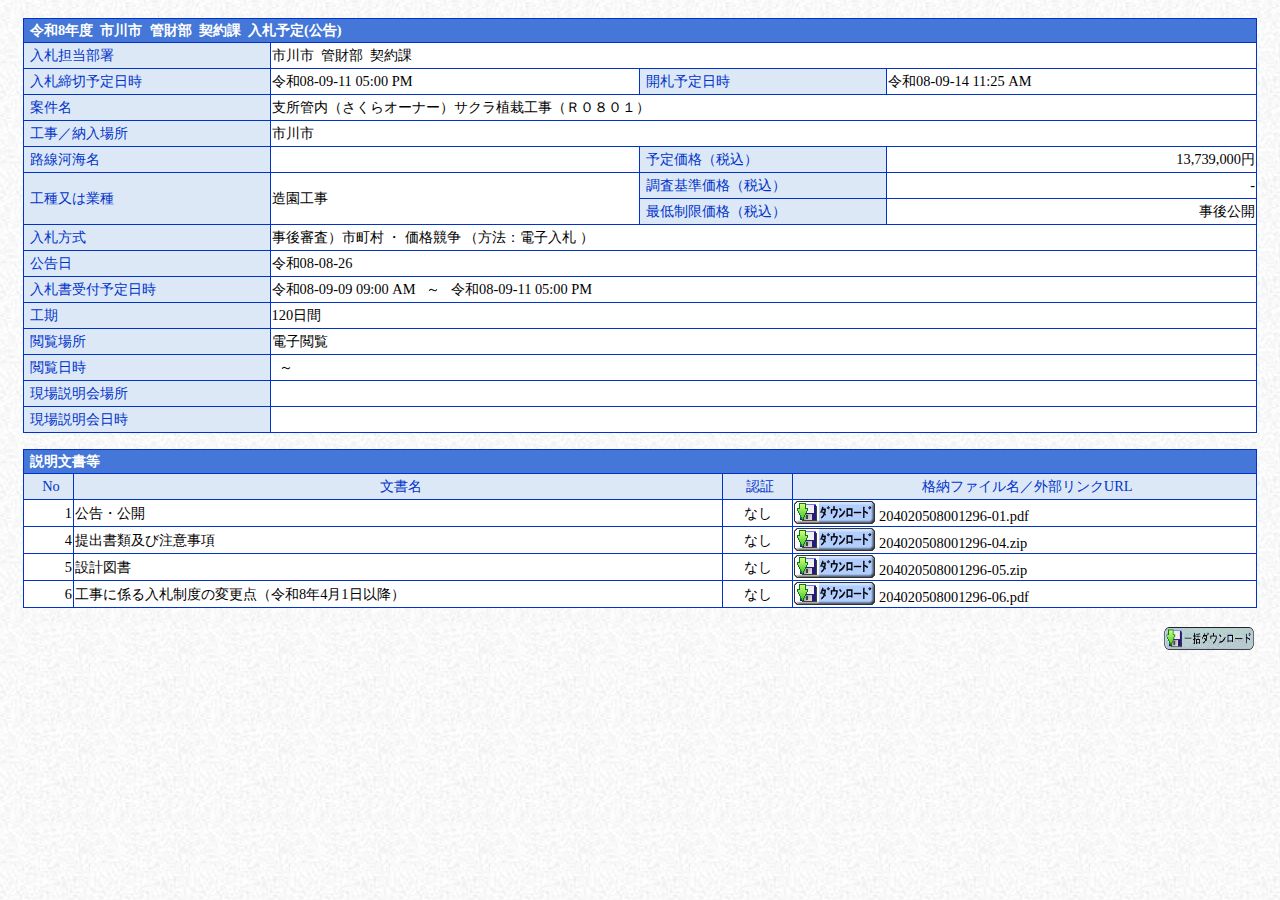 公告詳細ページの保存時点のスクリーンショット