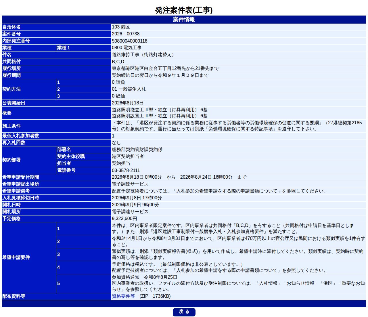 公告詳細ページの保存時点のスクリーンショット