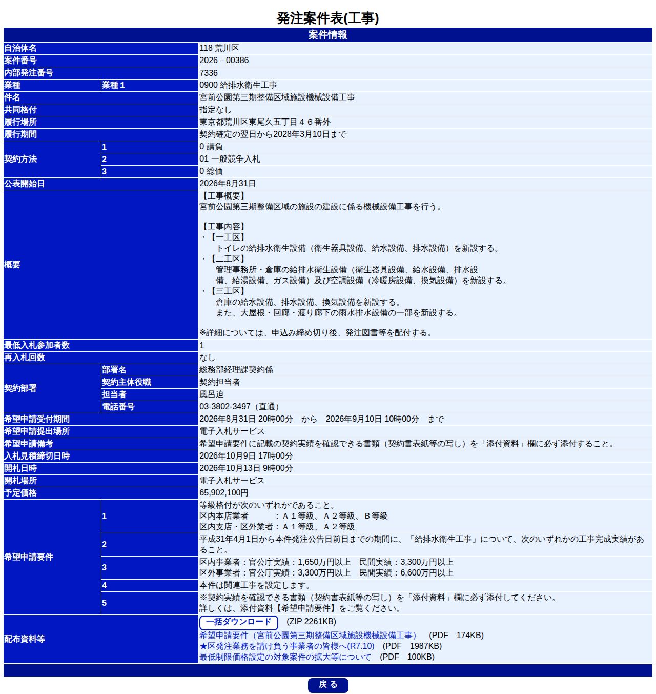 公告詳細ページの保存時点のスクリーンショット