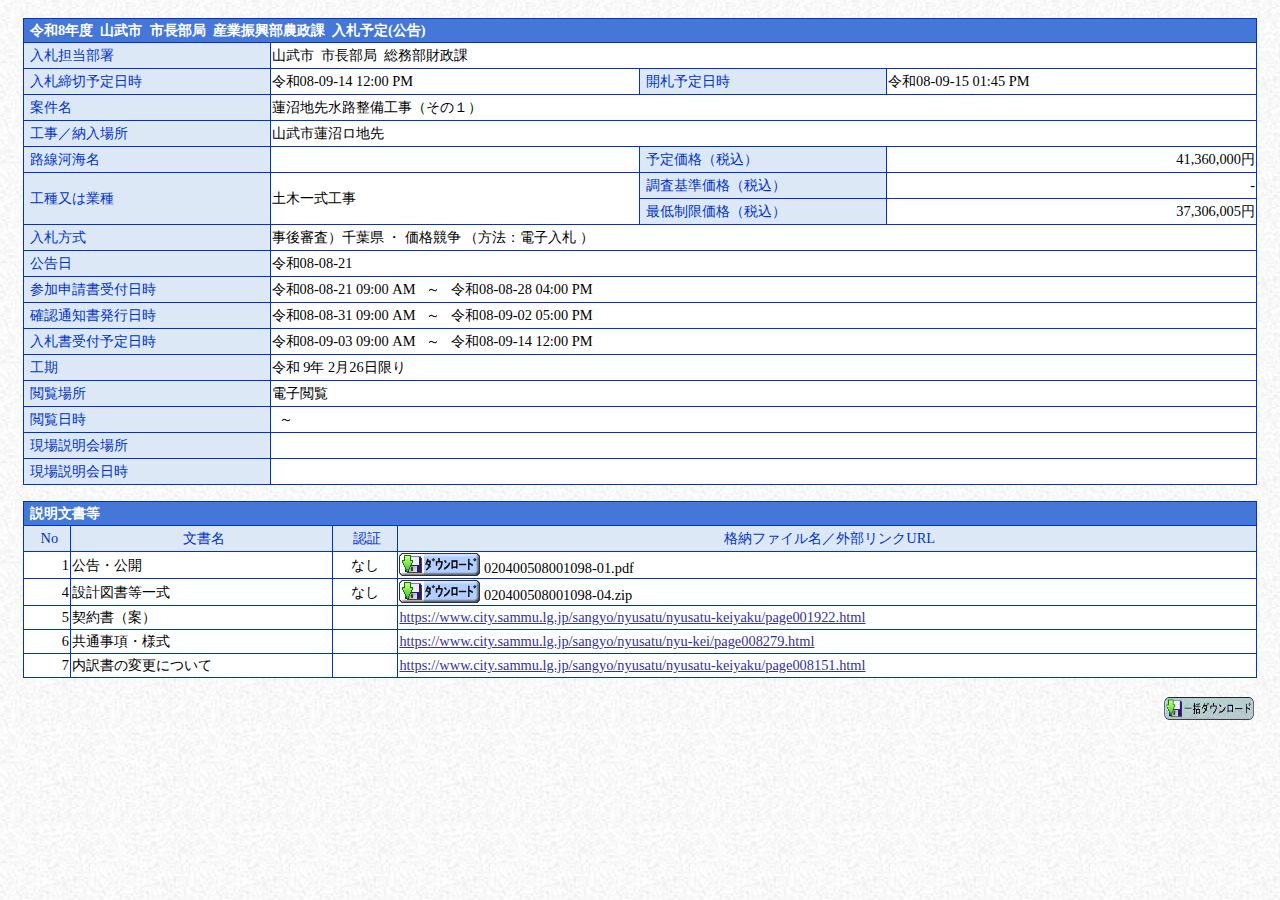 公告詳細ページの保存時点のスクリーンショット