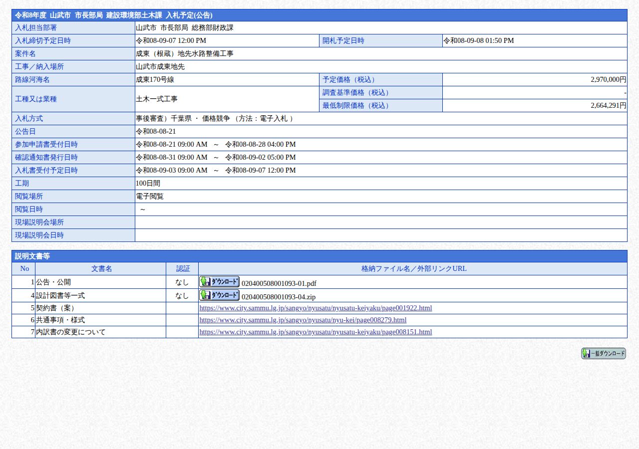 公告詳細ページの保存時点のスクリーンショット
