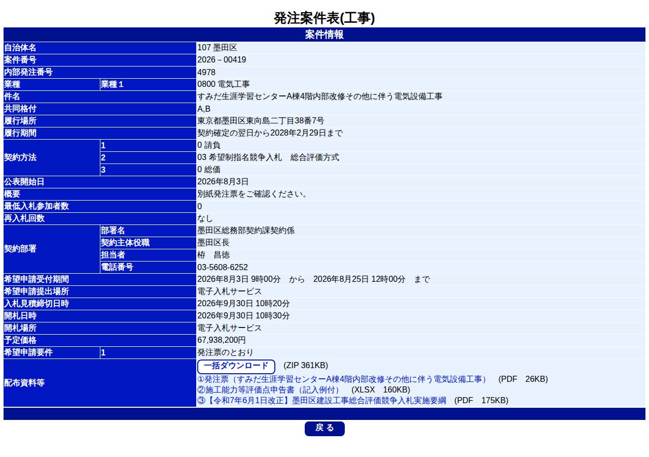 公告詳細ページの保存時点のスクリーンショット