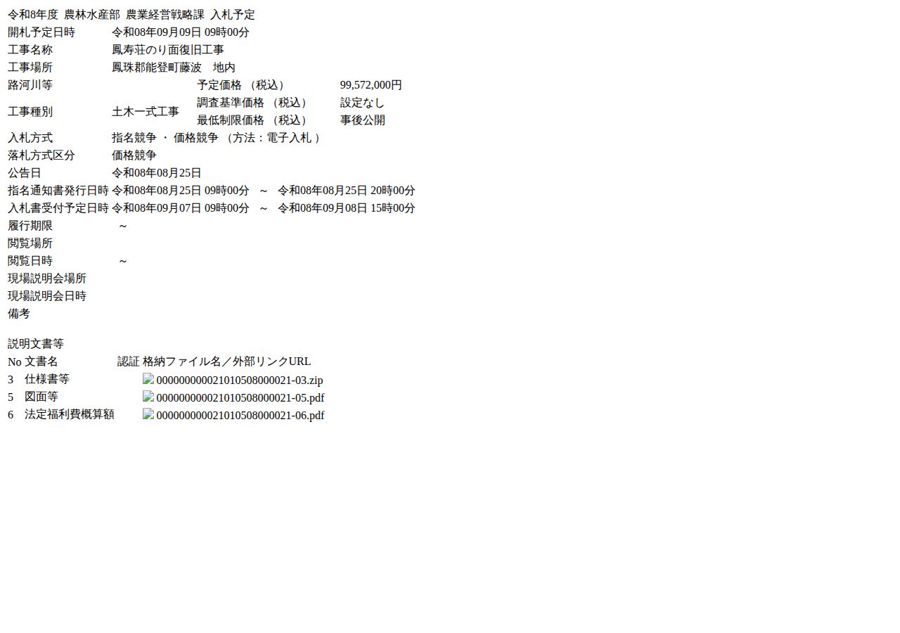 公告詳細ページの保存時点のスクリーンショット