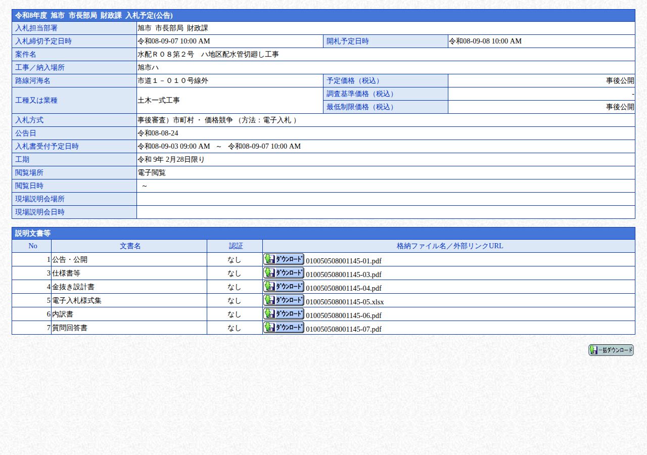 公告詳細ページの保存時点のスクリーンショット