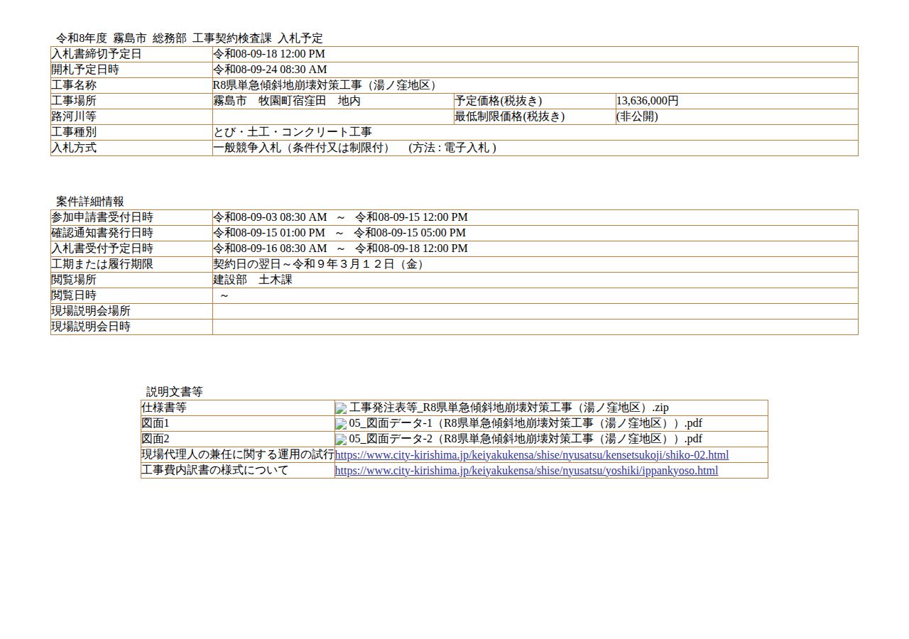 公告詳細ページの保存時点のスクリーンショット