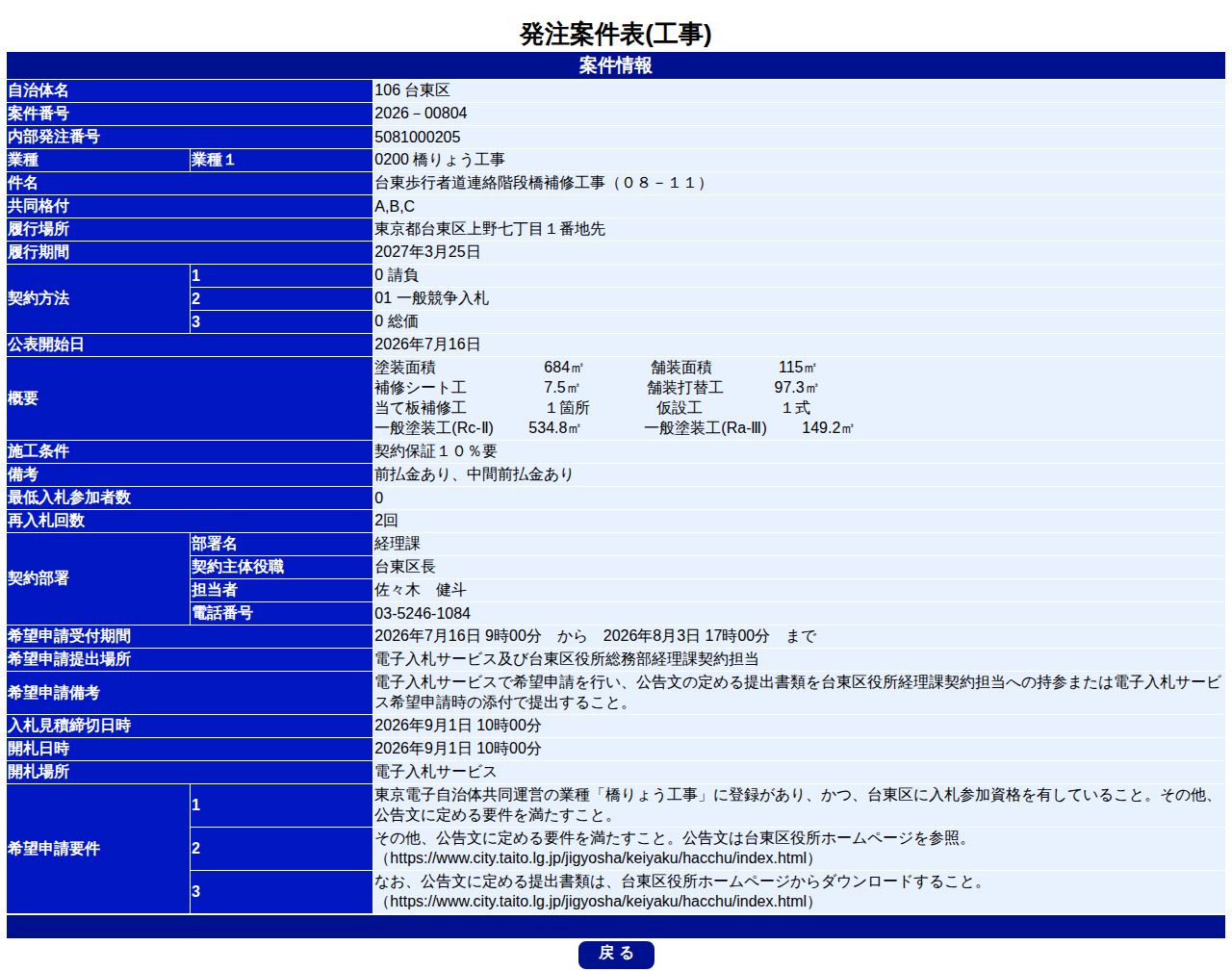 公告詳細ページの保存時点のスクリーンショット