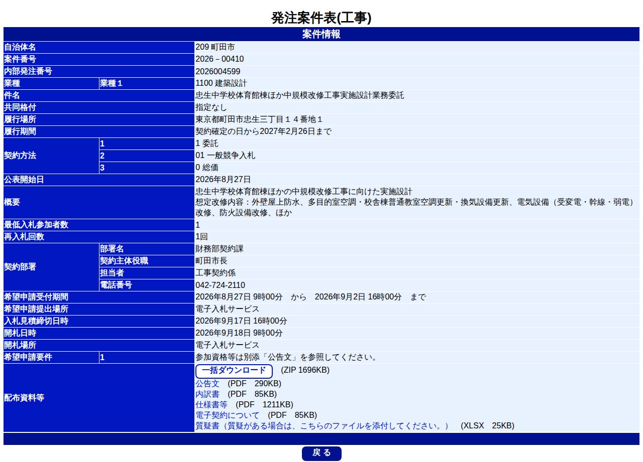 公告詳細ページの保存時点のスクリーンショット