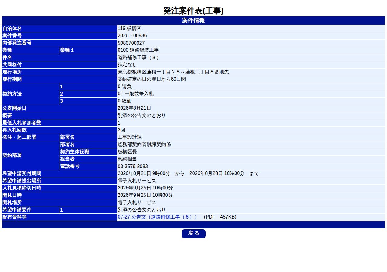 公告詳細ページの保存時点のスクリーンショット
