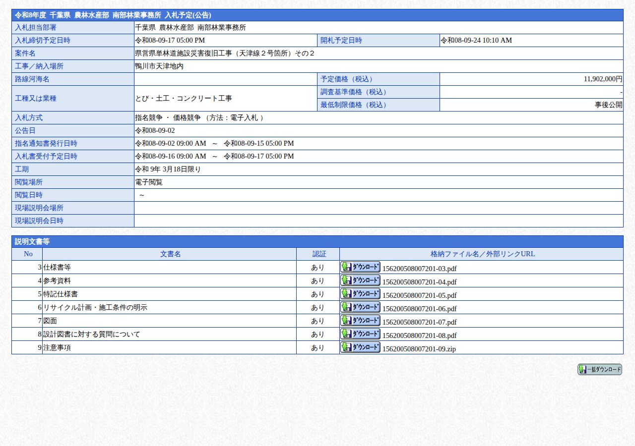 公告詳細ページの保存時点のスクリーンショット
